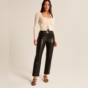 Abercrombie Curve Love Vegan Leather Ankle Straight Pant